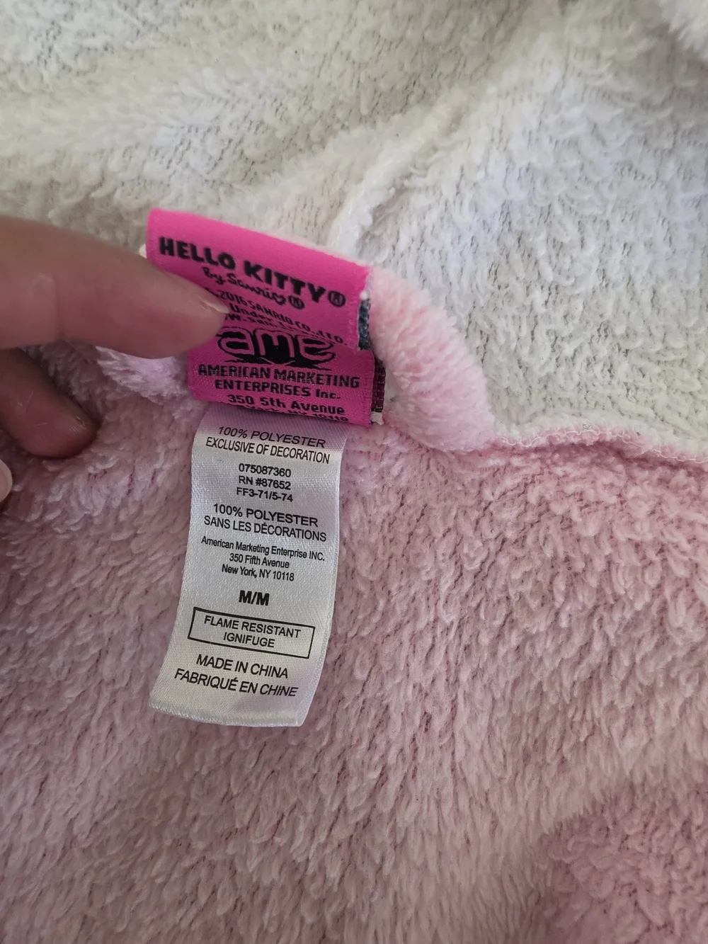 Hello Kitty Plush Hooded Kids Robe in Pink and White